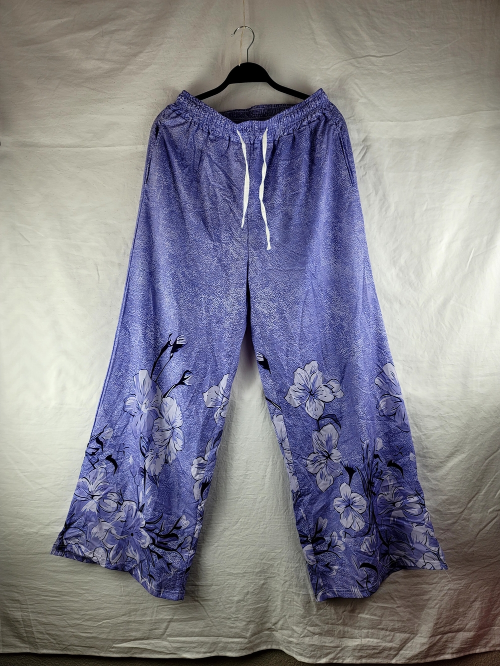 Women's Lavender Floral Wide-Leg Lounge Pants